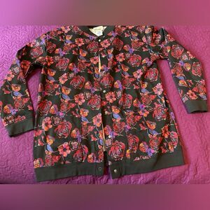 sweatshirt cardigans with snaps and pockets - med - new W/O  tags- roses